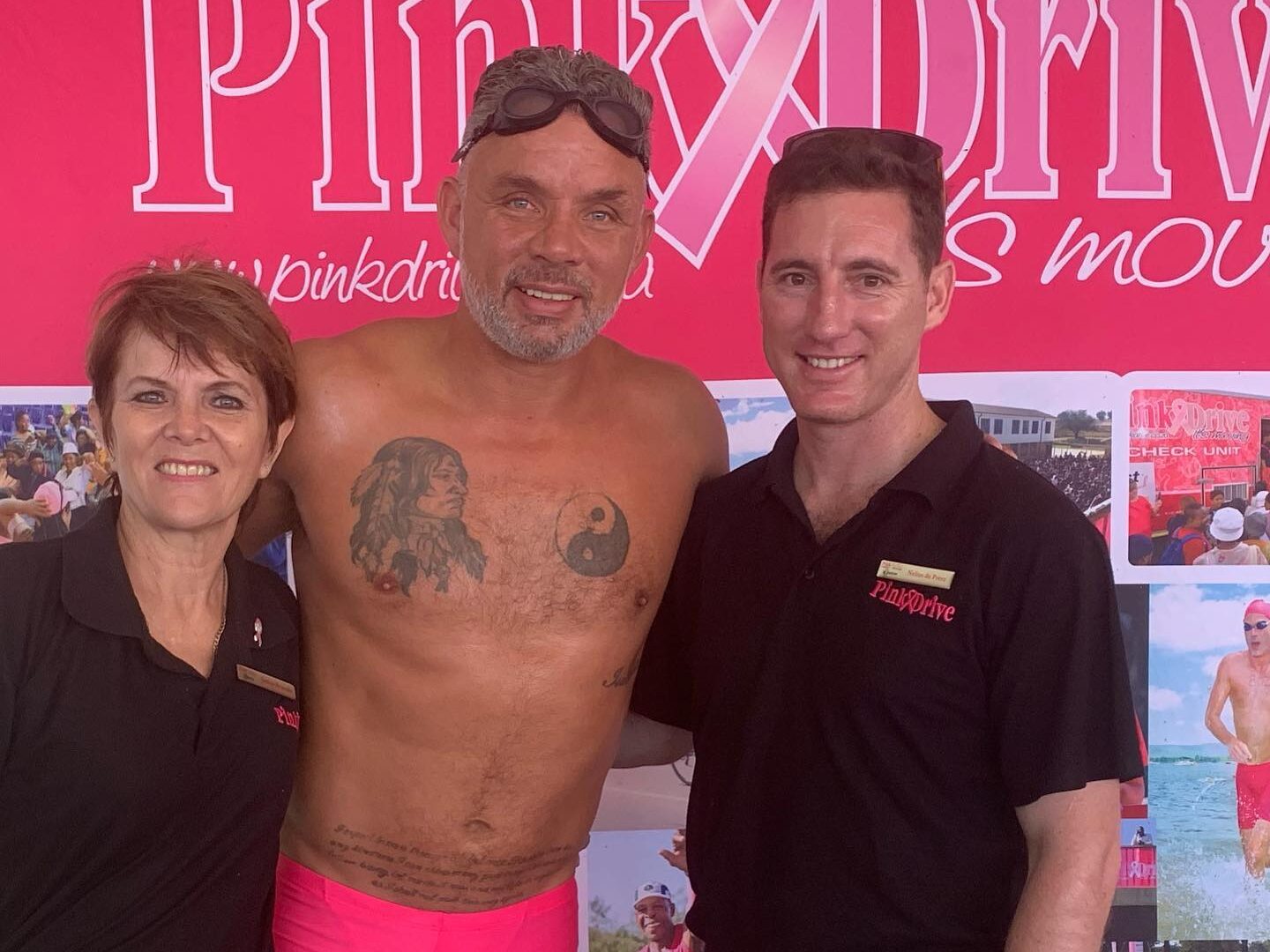 Mark Fish swims Midmar Mile in support of the PinkDrive.